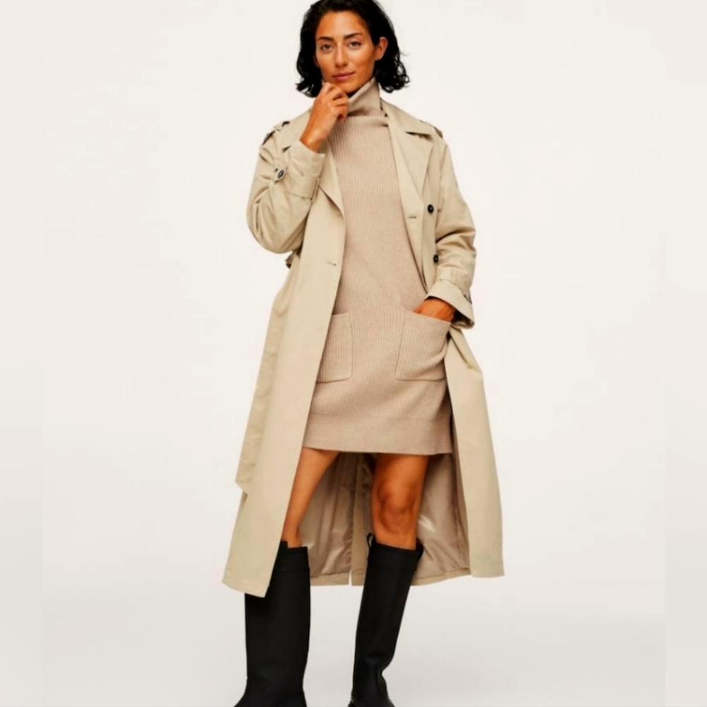 Mango High Neck Pocket Knit Dress